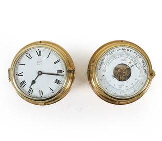 SCHATZ NAUTICAL SHIP'S CLOCK & BAROMETER