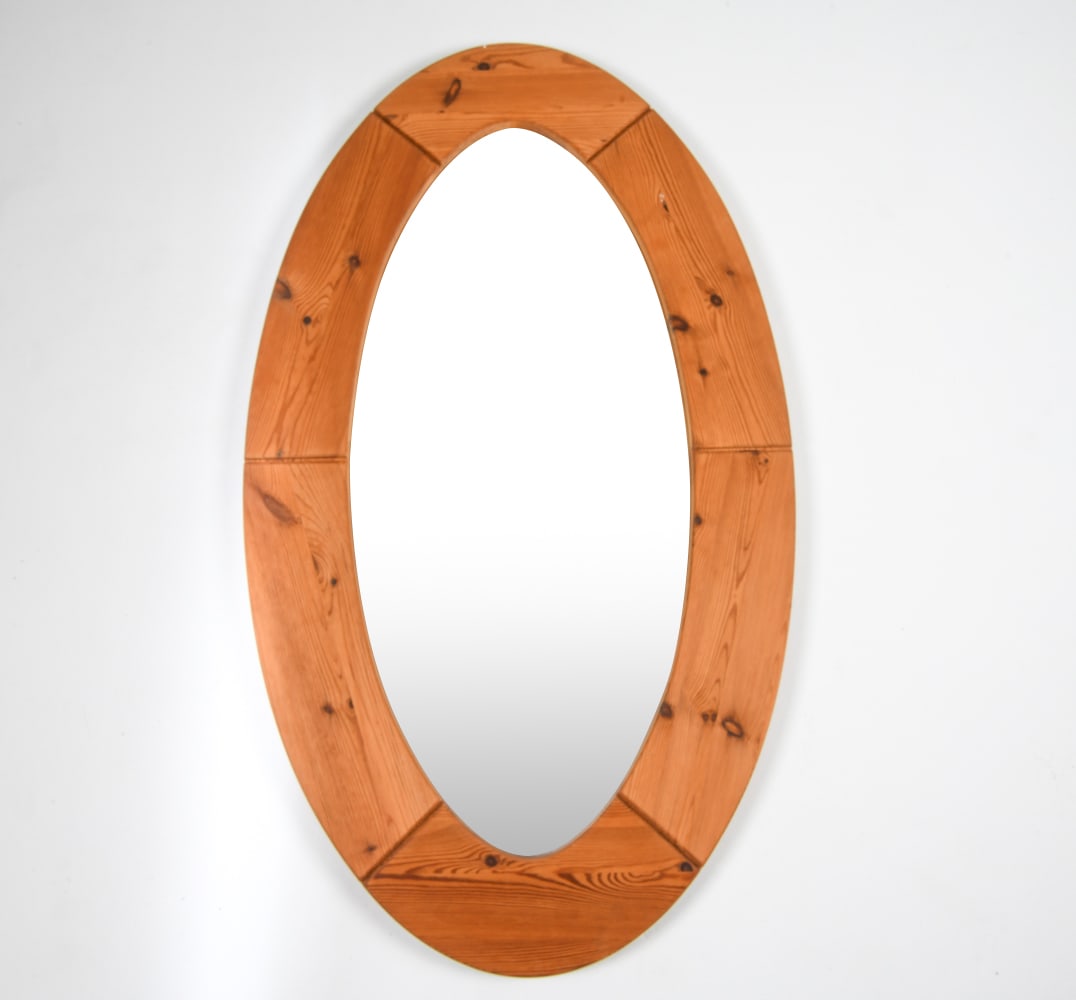 GLAS MASTER SWEDISH PINE WALL MIRROR C. 1970'S (1 of 11)