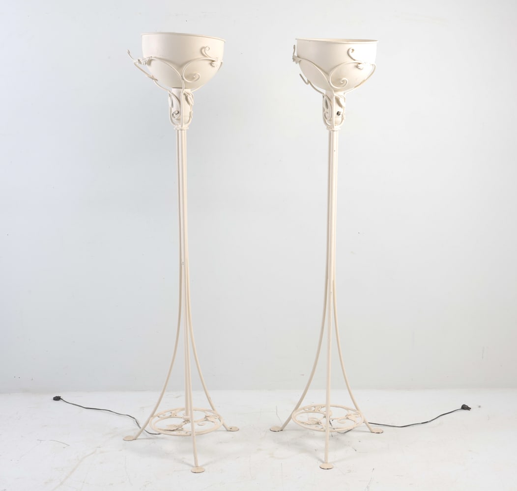 PAIR WROUGHT IRON FLOOR LAMPS C. 1950S (1 of 16)