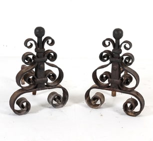 ANTIQUE IRON ANDIRONS