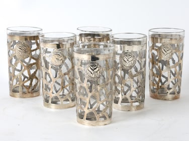 MEXICAN STERLING SILVER OVERLAY GLASSES