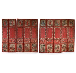 ANTIQUE CHINESE HAND PAINTED & LACQUERED SCREENS