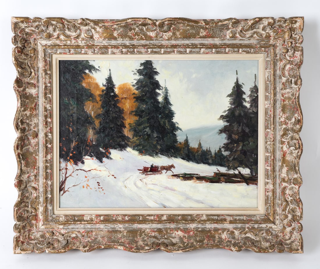 20TH CENTURY SNOW LANDSCAPE PAINTING O/C (1 of 10)
