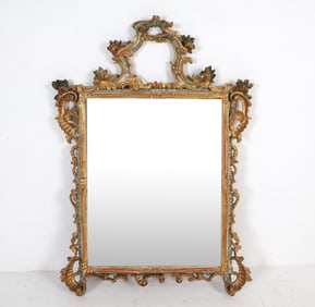 ANTIQUE ROCOCO STYLE GILDED WALL MIRROR