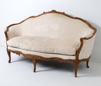 LOUIS XV STYLE WALNUT & DOWN FILLED SETTEE (1 of 20)