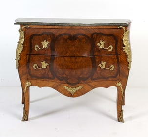 LOUIS XV STYLE BURLWOOD ORMOLU COMMODE
