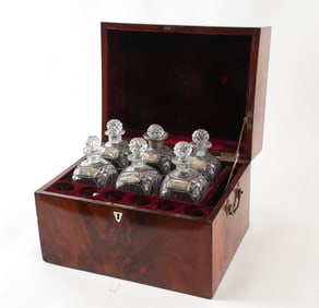 ANTIQUE 19TH C. LIQUOR DECANTER BOX