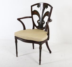 HEPPLEWHITE STYLE SHIELD BACK ARM CHAIR