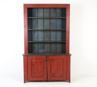 PRIMITIVE PINE PAINTED HUTCH CABINET