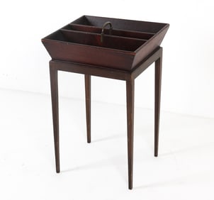 GEORGIAN STYLE MAHOGANY CUTLERY BOX ON STAND
