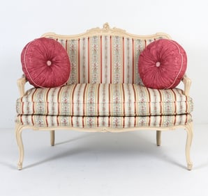 LOUIS XVI STYLE SILK LOVE SEAT