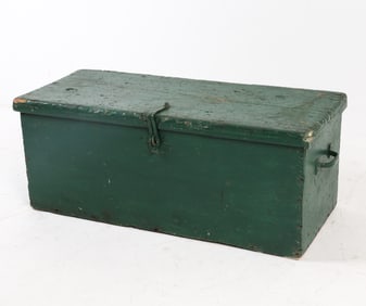 ANTIQUE PAINTED PINE WORK TOOL CHEST