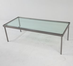 MID-CENTURY CHROME & GLASS COFFEE TABLE