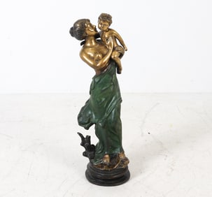MOTHER AND CHILD BRONZE SCULPTURE