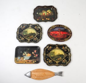 VINTAGE DECORATIVE TRAY GROUPING
