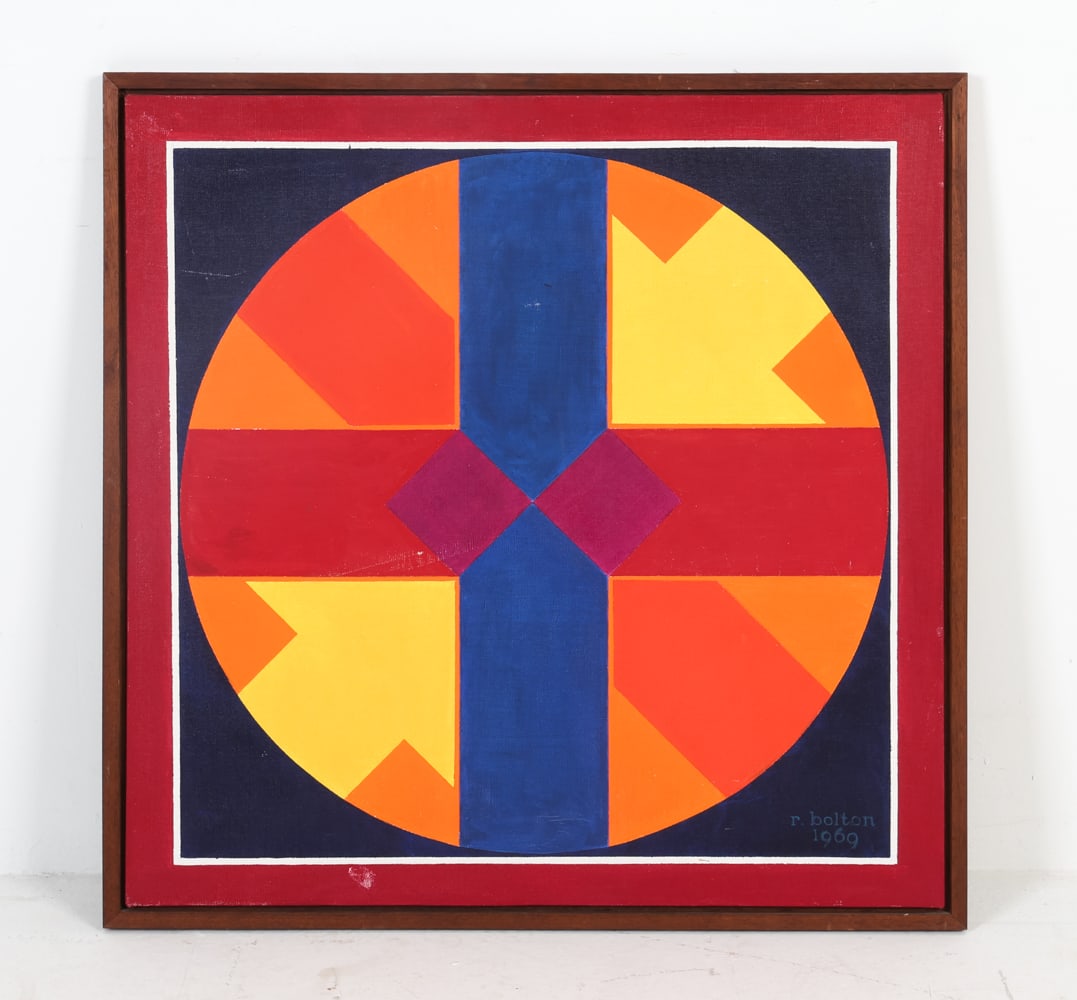 R. BOLTON ABSTRACT GEOMETRIC OP ART O/C, 1969 (1 of 11)