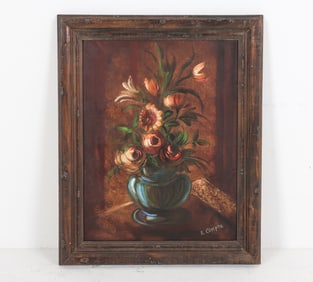 R. COMPTE (20TH C.) STILL LIFE PAINTING O/C
