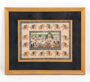 VINTAGE INDIAN SILK PAINTING