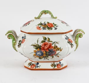 MID-CENTURY ITALIAN PAINTED CERAMIC TUREEN