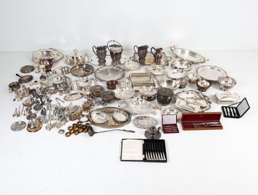 LARGE GROUPING OF SILVER PLATE