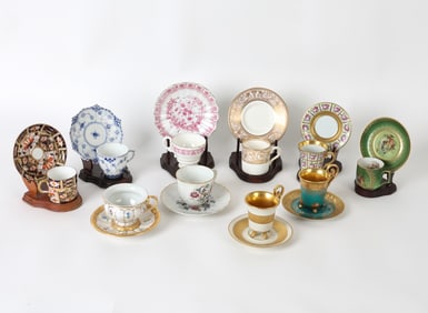 GERMAN & ENGLISH PORCELAIN DEMITASSE GROUPING