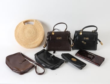 GROUPING OF DESIGNER LEATHER BAGS INCL. LONGCHAMP