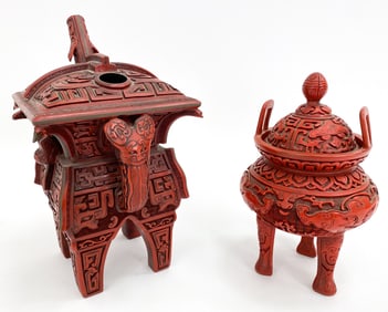 CHINESE CINNABAR CENSORS