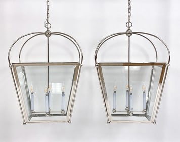 PAIR VISUAL COMFORT RIVERSIDE LARGE SQUARE LANTERN