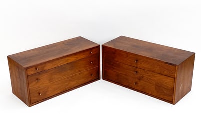 PAIR OF MID-CENTURY WALNUT WALL UNIT CHESTS