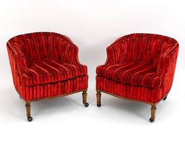 PAIR MID-CENTURY VELVET LOUNGE CHAIRS (1 of 13)