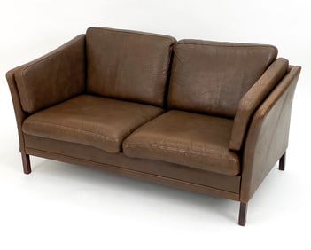 DANISH MOGENS HANSEN STYLE BEECH & LEATHER SOFA