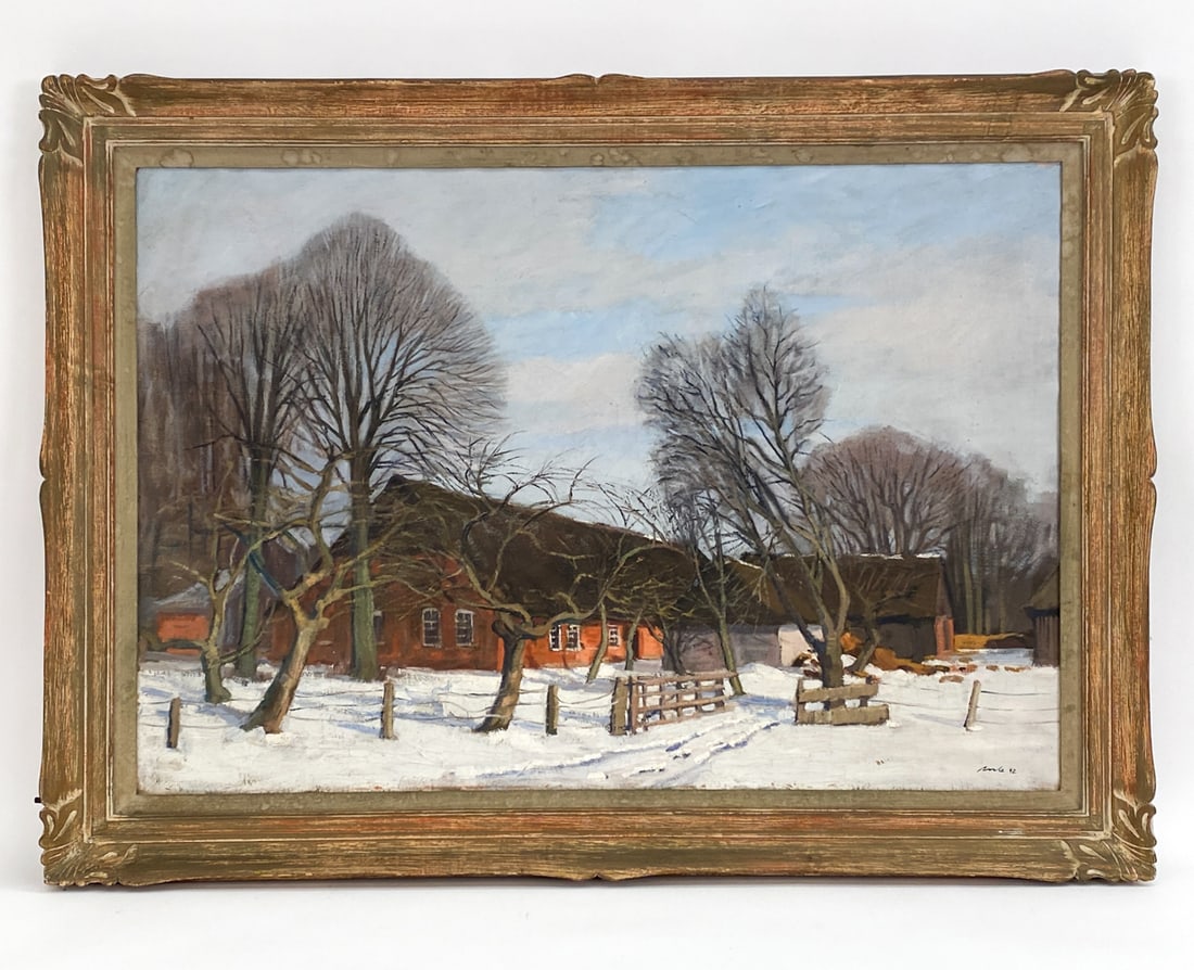 1942 WINTER LANDSCAPE WITH BARN O/C (1 of 10)