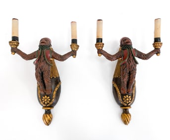 PAIR OF CONTEMPORARY MONKEY SCONCES