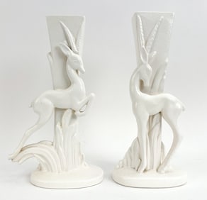 PAIR OF ROYAL HAEGER CERAMIC GAZELLE VASES