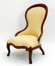 ANTIQUE YELLOW VICTORIAN PARLOUR CHAIR