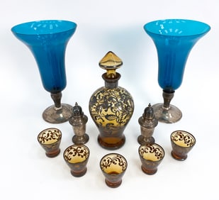GROUPING OF ART GLASS INCL. STERLING