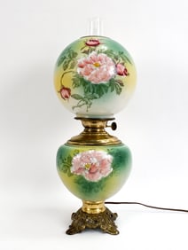 ANTIQUE GONE WITH THE WIND STYLE OIL LAMP