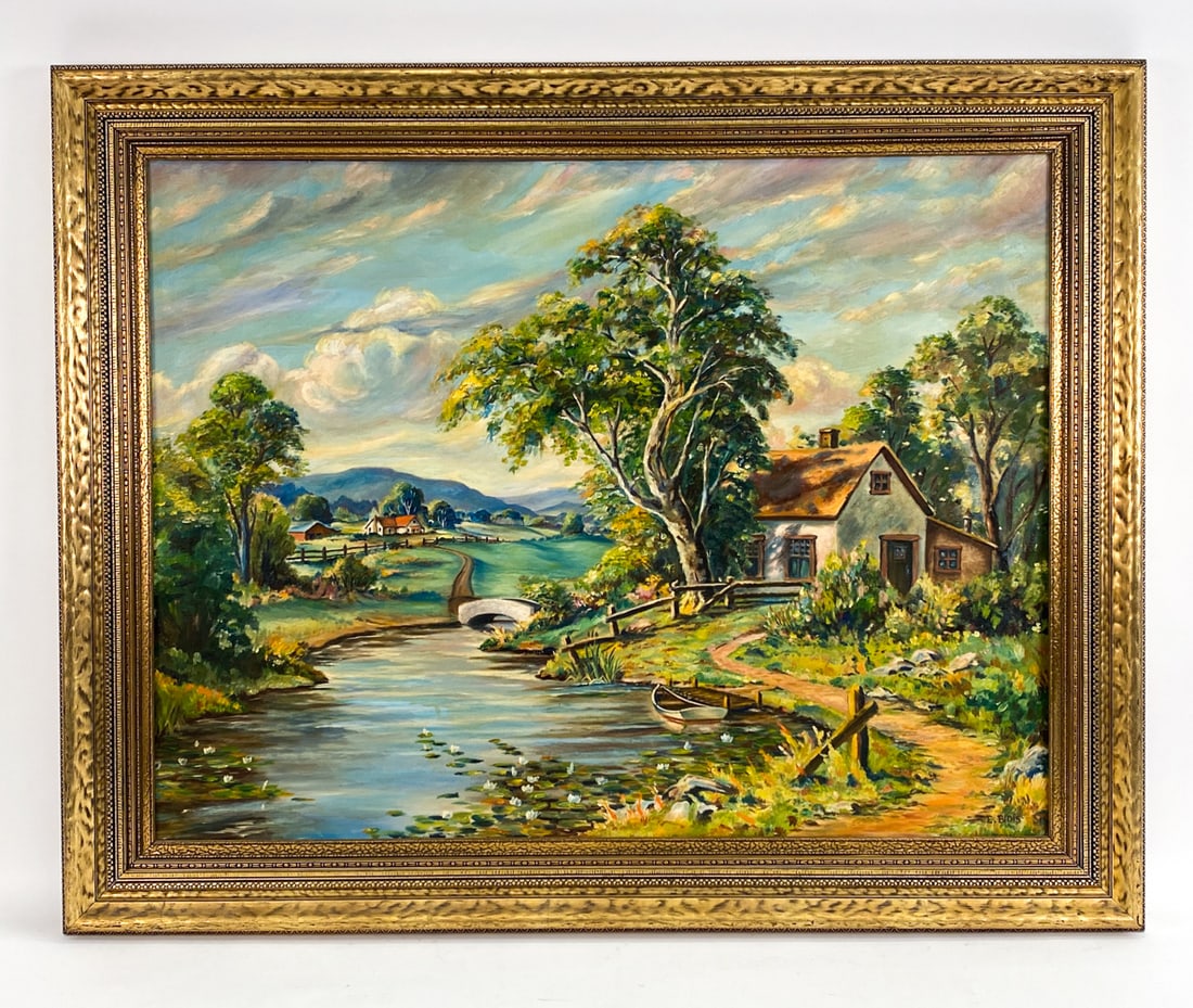E. BLOIS COTTAGE LANDSCAPE O/C PAINTING (1 of 6)