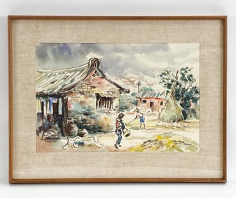 PAUL KAO 'TAIWANESE VILLAGE' WATERCOLOR