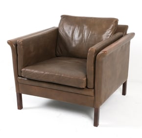 MOGENSEN STYLE MID-CENTURY LEATHER LOUNGE CHAIR