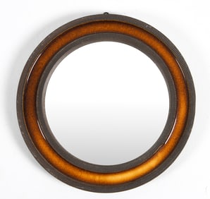 DANISH CERAMIC ROUND WALL MIRROR C. 1970S