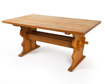 HENNING KJAERNULF STYLE DANISH OAK TRESTLE TABLE