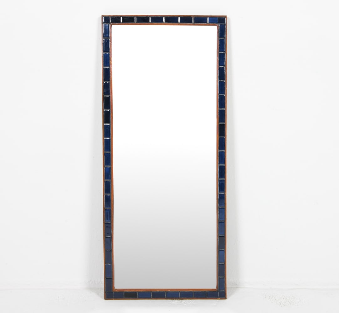 DANISH TEAK & TILE WALL MIRROR C. 1960S (1 of 8)