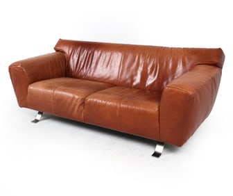 LABEL VAN DEN BERG 'SANTIAGO' LEATHER SOFA