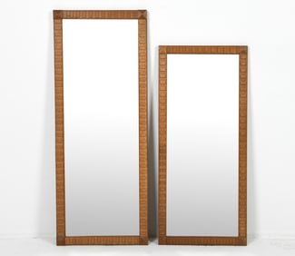 SCULPTURAL DANISH OAK WALL MIRRORS C. 1970S