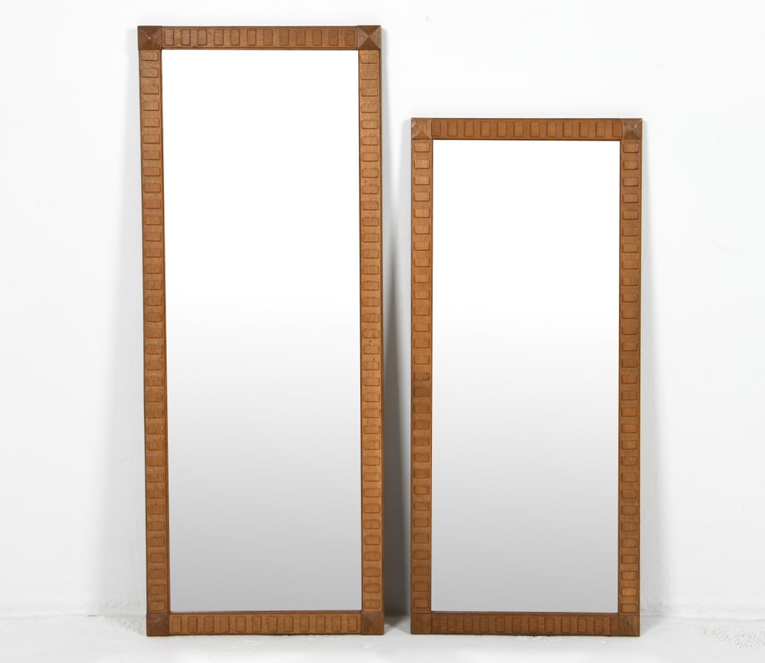 SCULPTURAL DANISH OAK WALL MIRRORS C. 1970S (1 of 9)