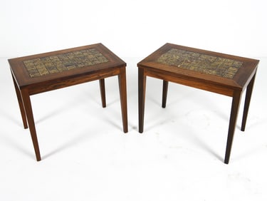 PAIR OF DANISH ROSEWOOD & TILE SIDE TABLES