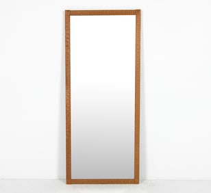 SCULPTURAL DANISH OAK WALL MIRROR C. 1970S