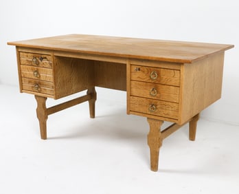KJAERNULF STYLE DANISH OAK DESK C. 1970S