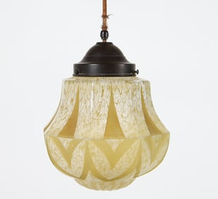DANISH ART DECO GLASS PENDANT LIGHT C. 1940S